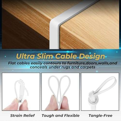 TNP Cat 6 Ethernet Cable Flat 1.5 Foot Network Cable Internet Slim Thin and Small Flat RJ45 Cable Cat 6 Connectors Flat Wire LAN Short Ethernet Crossover Cable Patch Connector Cord (1.5 Feet, Black) 4