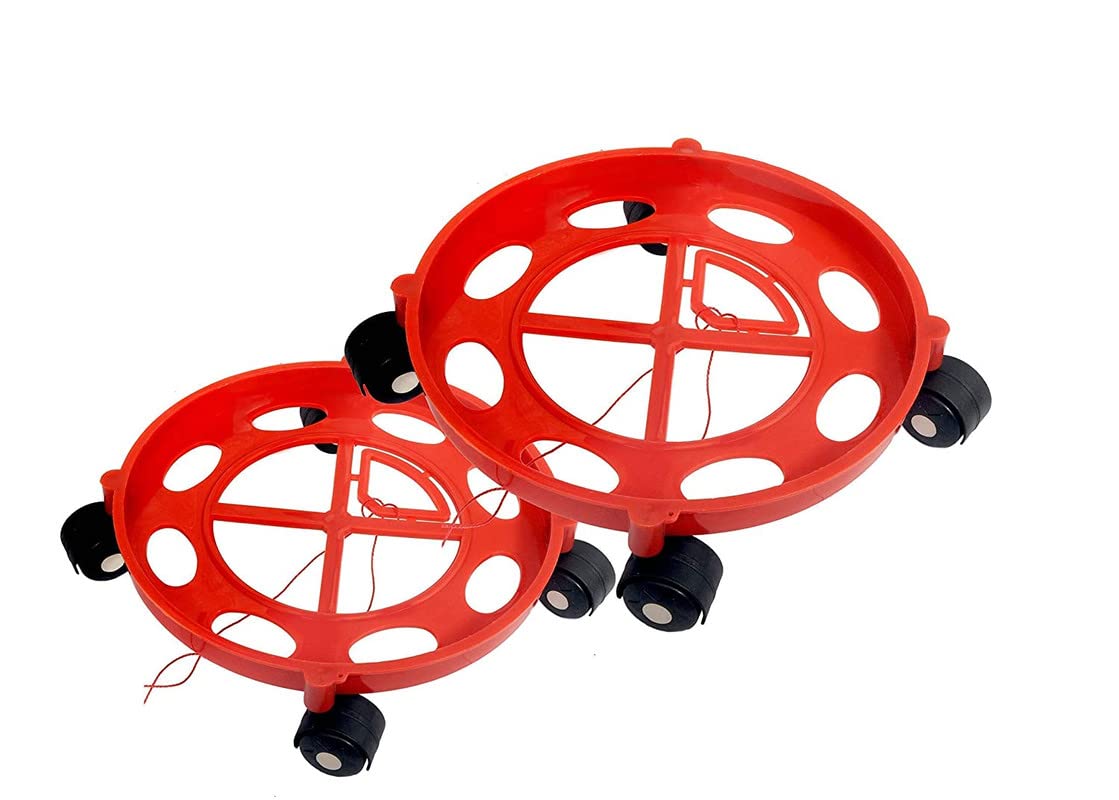 Kylex Gas Cylinder Trolley with Wheels Combo Pack (Red) -2 Pieces Set
