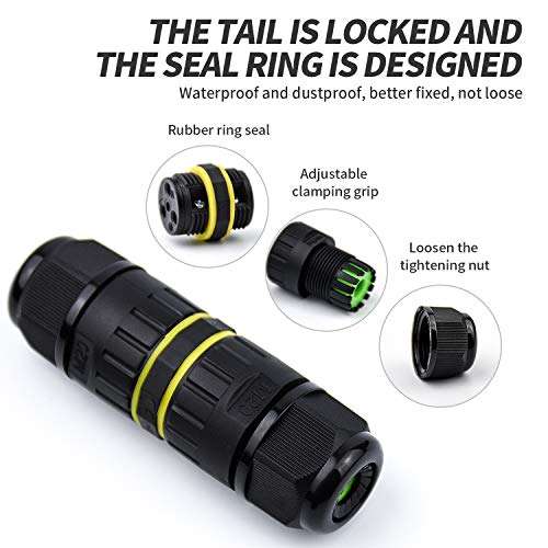 Junction Box Outdoor Waterproof Cable Connector, M20, IP68, Used for Maintenance and Power Expansion. Suitable for 5-core Cables (5mm-12mm) 3