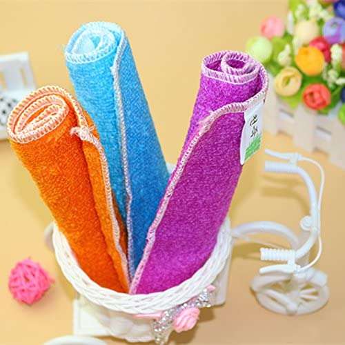 GlobalNiche® Orange5 pcs Bamboo Fabric Cleaning Cloth Fast Drying Dish Bowl Scouring Pad Towels Cleaner Kitchen Cleaning Tools (78899) 2
