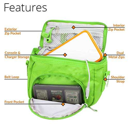 Orzly Travel Bag for Nintendo DS Consoles (New 2DS XL / 3DS / 3DS XL/New 3DS / New 3DS XL/Original DS/DS Lite/DSi/etc.) - Includes Belt Loop, Carry Handle, Shoulder Strap - Pink 3
