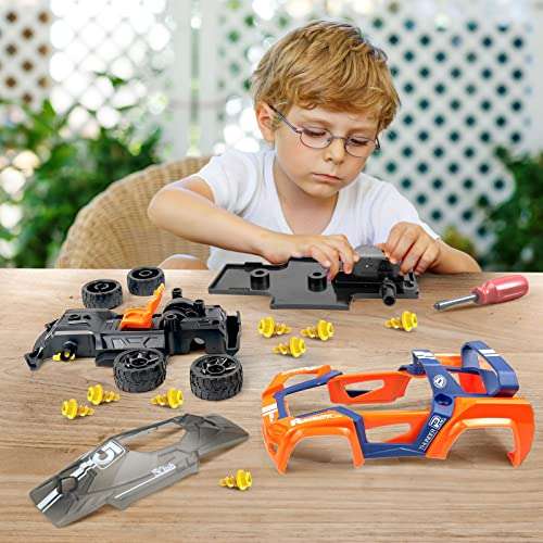 2022 New Assembly Car Toys for Kids, Take Apart Racing Car DIY Toy Vehicles Assembly Race Car Kit 3-in-2 Building Kits with Screwdriver, Birthday Gifts for Boys and Girls 3
