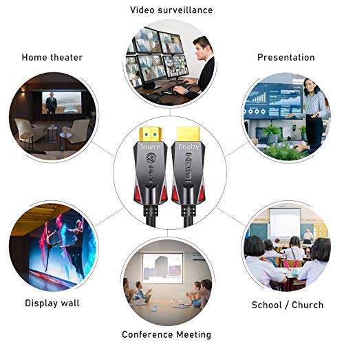 iBirdie 4K HDMI Fiber Optic Cable 200 Feet, HDMI 2.0 18Gbps, Supports 4K 60Hz(4:4:4, HDR10, ARC, HDCP2.2) 1440p 144Hz, One Direction 4