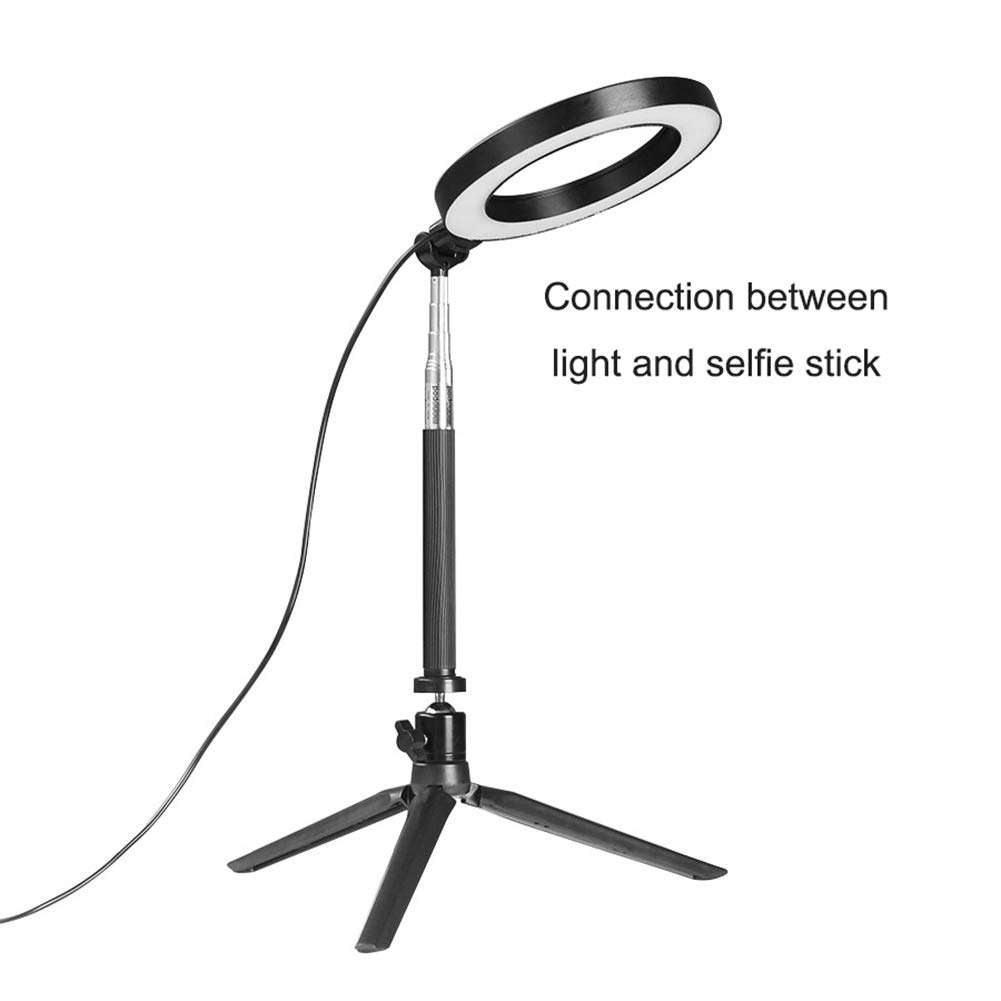 YESBAY Dimmable LED Phone Camera Selfie Ring Makeup Flash Light Lamp with Stand Tripod for Smartphone YouTube Self-Portrait Video Shooting Black 14.5 cm 4