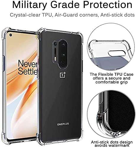 Zeking OnePlus 8 Pro Case, Anti-Scratch Crystal Clear with Four Corner Bumper Protective Case Cover Compatible for OnePlus 8 Pro(Transparent) 2