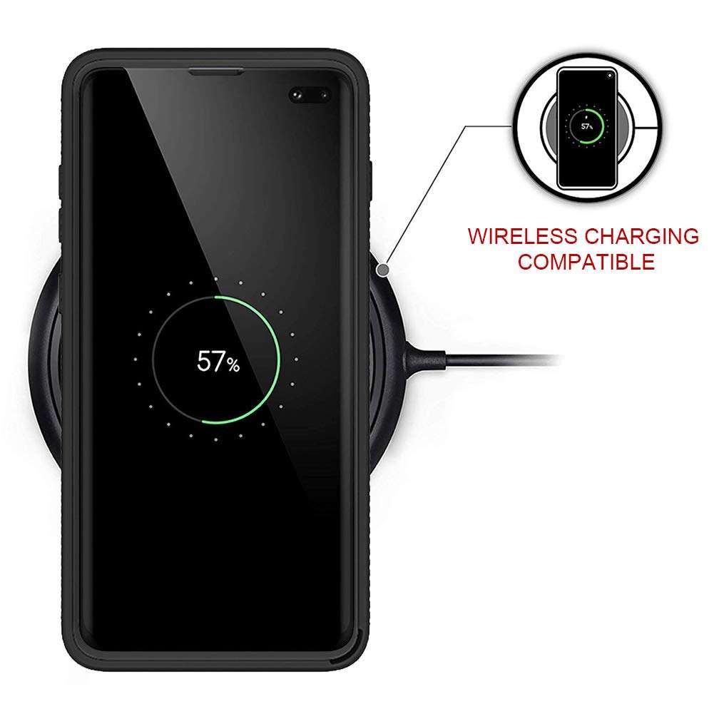 for Samsung Galaxy S10 Plus Case Clear Back Heavy Duty Built in Frame Full Body Case Rugged Hybrid 9H Tempered Glass kit [VVUPIC] -Support Fingerprint Unlock Sensor Position- 4