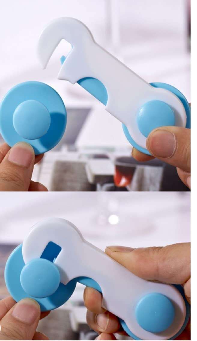 Baby Safety Locks,/Latches for Drawer, Cup Board, Refrigerator, Doors, Microwave Oven, Toilet lid,etc, Dual Adhesive Tape, Peel and Paste Model,Child Proof Magnetic Cabinet Locks- 6 Pieces 4