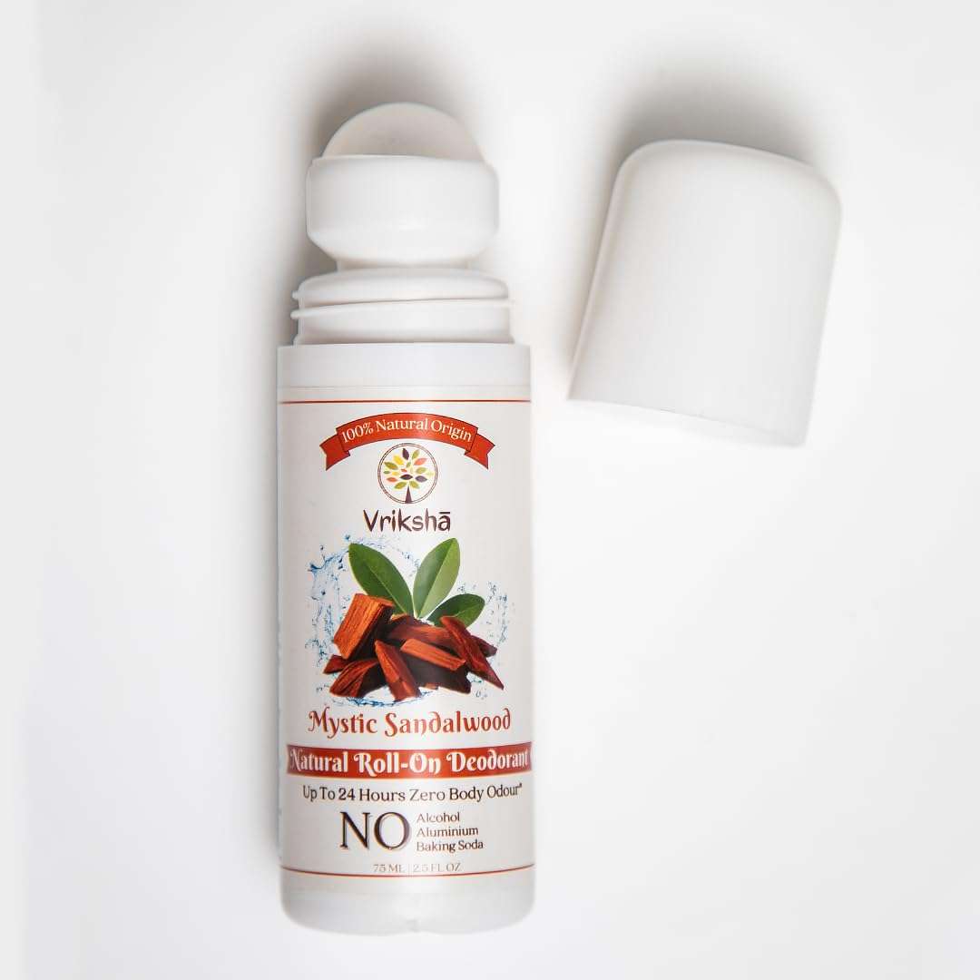 Vrikshā 100% Natural Roll On Deodorant | 24 Hour Body Odour Protection | Sandalwood & Frankincense Essential Oils | ZERO Alcohol | For Women & Men 3
