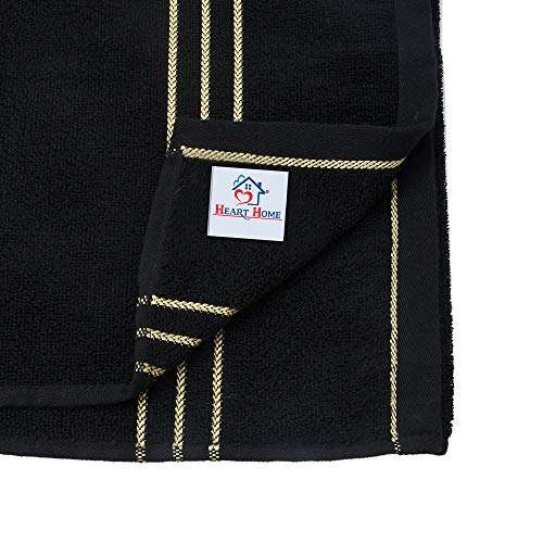 Heart Home Cotton Bath Towel Super Soft, Fluffy, and Absorbent, Perfect for Daily Use 100% Cotton Towels, 400 GSM (Black)-HEART11580 3