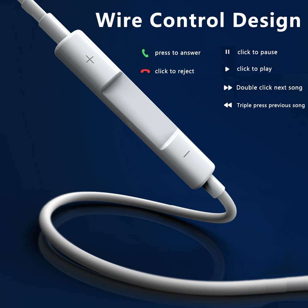 Apple Earbuds Headphones with Lightning Connector【Apple MFi Certified】 Wired in-Ear Stereo Lightning Earphones with Built-in Microphone&Volume Control Compatible with iPhone 14/13/12/11/XR/XS/8/7 4