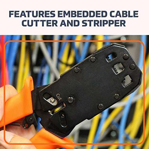 Paladin Tools PA1530R PRO MOD Data & Phone Crimper | POE Ethernet RJ11 RJ45 RJ22 Professional Crimper | CAT5 CAT5E CAT6 4