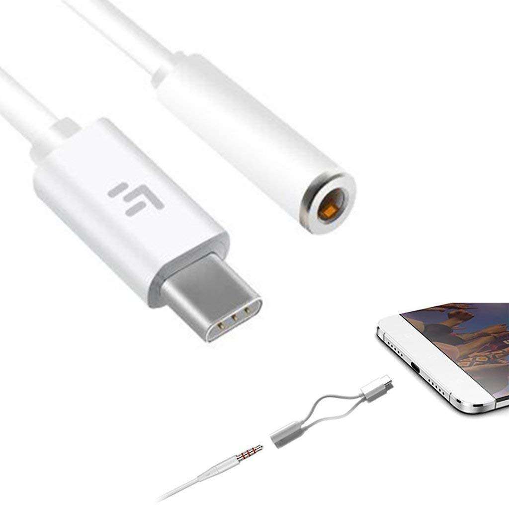 (Pack 2) Type-C to 3.5 MM Jack for vivo iQOO Neo 6 Type-C to 3.5 MM Audio Jack Adapter Converter for CDLA Type, Earphone Hands-Free Noise Cancelling Connector Splitter (Jeck, 1C-AA, White) 3