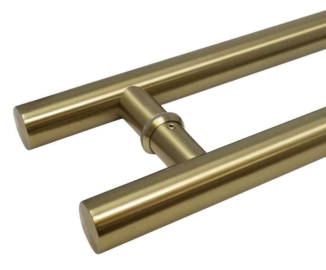 Strongar Modern & Contemporary Round Bar/Ladder/H-Shape Style 914mm / 36 inches Push-Pull Stainless-Steel Door Handle - Satin Brass Finish 3