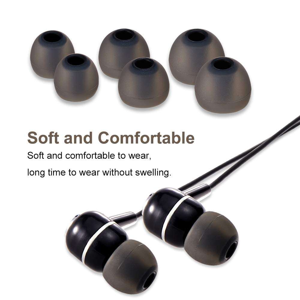 Earbud Tips Soft Silicone Earbuds Replacement Tips Fit for in-Ear Headphones(Inner Hole from 3.8mm -4.2mm Earphones) 9 Pairs S/M/L,Black 4