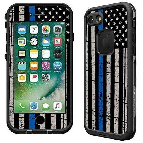 Teleskins Protective Designer Vinyl Skin Decals/Stickers Compatible with Lifeproof Fre iPhone 7 / iPhone 8 / SE 2020 Case -Thin Blue Line USA Police Flag Design Patterns - only Skins and not Case 6