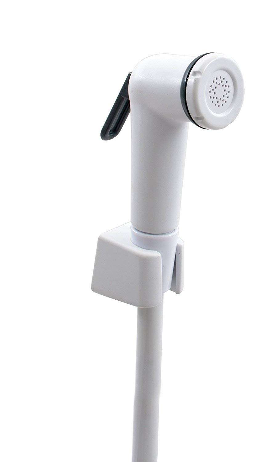 HPF PVC Flexible Health Faucet Set with Gun, Pipe, Hook -Bathroom (Toilet Spray Gun) Accessories (Standard Size, White) Flexible Health with with Free 1 Leak Proof Teflon Tape, Tube Length 1 Meter 4