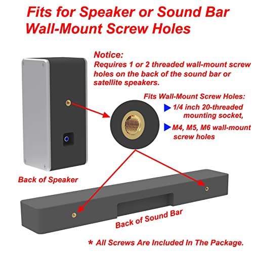 Pbxifge Sound Bar Wall Mount Brackets for Vizio Soundbar Wall Mounted Holders S3820W-C0 SB3851-C0 SB4051-D5 S5430W-C2 SB3651-E6 S2920W-C0 Mounting Bracket Kit with Screws 2