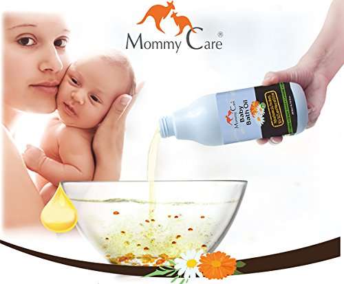Mommy Care Organic Baby Bath Oil Pure Natural Essential Oils, Calming, Hydrating, Newborn Bathing Oil to Restore your baby’s natural skin moisture. Great for irritated or dry skin. 6.76 oz 4