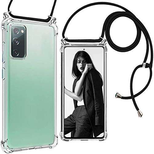 S20 FE 5G Phone Case Lanyard Crossbody Compatible with Samsung Galaxy S20 FE 5G Case Clear Transparent TPU Phone Cases Tether Safety Strap Cell Phone Cover with Cord Nylon Neck Strap 1