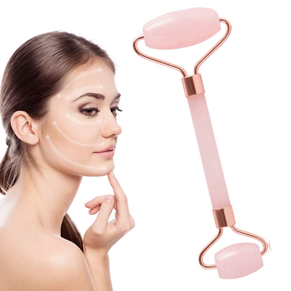 Cozhome Jade Roller,Royal Jade Roller for Face,Rose Quartz Roller,Facial Roller,Anti-Aging Massage Tools for Face Neck Eye,Sliming Roller Rejuvenates Face Tool #3-Rose Quartz(rose golden)