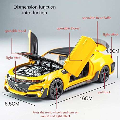 MTG Metro Toys & Gift Chevrolet CAMARO1:32 Diecast Scale Model Alloy Metal Pull Back Toy car for Kids with Openable Doors & Light, Music Toy Vehicle for Kids - Colors as Per Stock 3