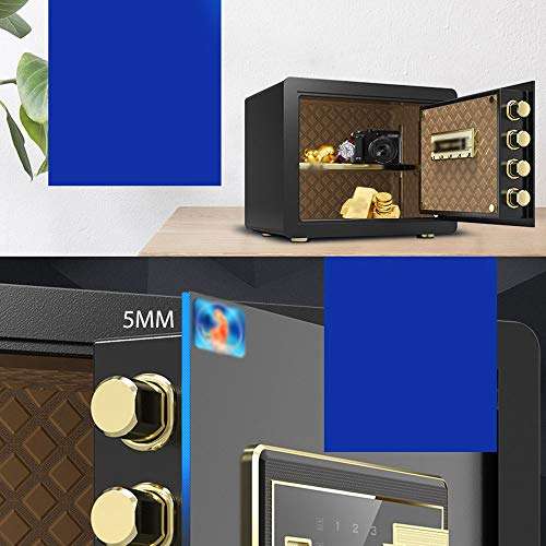 Ma DONG Safety cabinet, double alarm intelligent wall fingerprint password mini household safe deposit box, suitable for: office/home/finance, 3 colors optional @ (Color : Coffee gold) 6