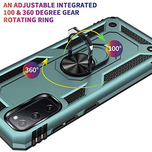 Qissy Case for Samsung Galaxy S20 Fe 5G Case Heavy Duty Kickstand PC Tough Hard Armor Phone Case for Samsung S20 Fe Case Protection 360 Ring Full Body Protective Back Cover for Samsung S20 Fe 6.5 3