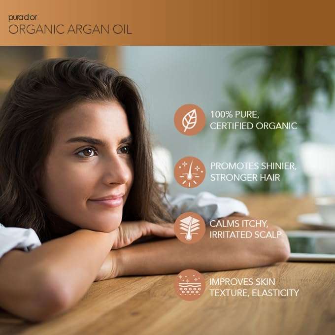 Pura d'or Pure and Organic Argan Oil, Brown and Gold 2