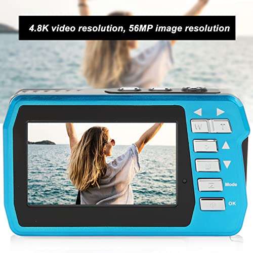 Dual Screen Digital Camera, 4K 30Fps 56MP 18X Video Recording Camera Built in Microphone, Dual Screen, Continuous Shooting, 10ft Waterproof, with 1700mAh Battery 2