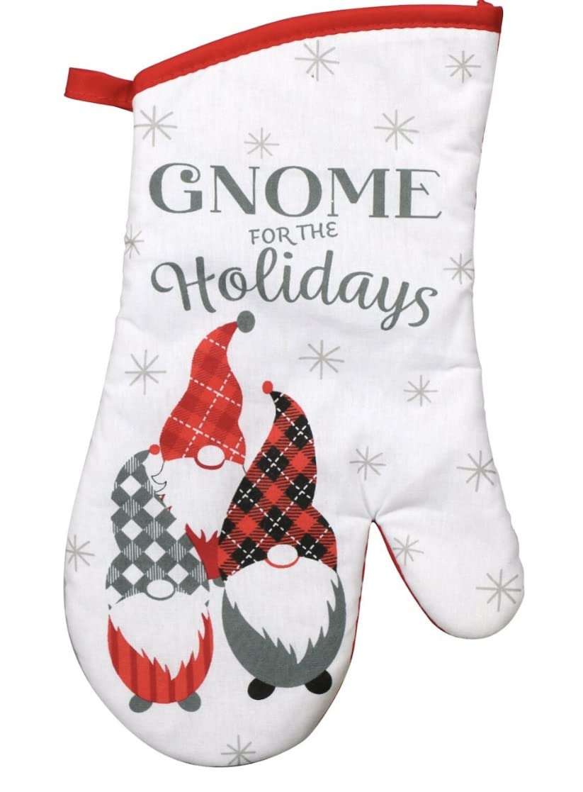 CABE Christmas Kitchen Gnome for The Holidays Towel Set 4pc 2 Pot Holders 1 Towel 1 Mitt Accessories Holiday Decor Red White Gray 3