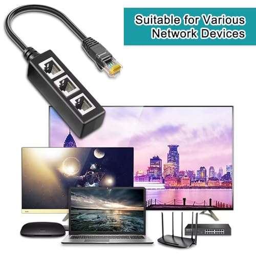 Tomjoy RJ45 Ethernet Splitter Cable, vienon RJ45 Y Splitter Adapter 1 to 3 Port Ethernet Switch Adapter Cable for CAT 5 / CAT 6 LAN Ethernet Socket Connector Adapter Cat5 Cat6 Cable Adapter Black 6