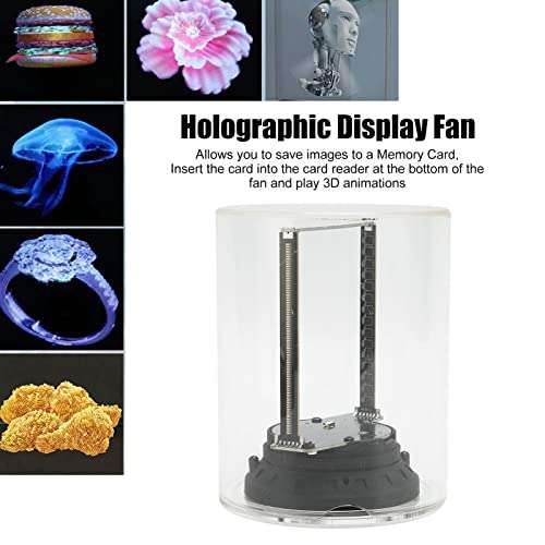 EBTOOLS 3D Hologram Fan, 3.9inch 1080 x 160 Resolution Holographic Display Fan, Connection Control Memory Card Support Holographic Display with Clear Cover 100 to 240V 3