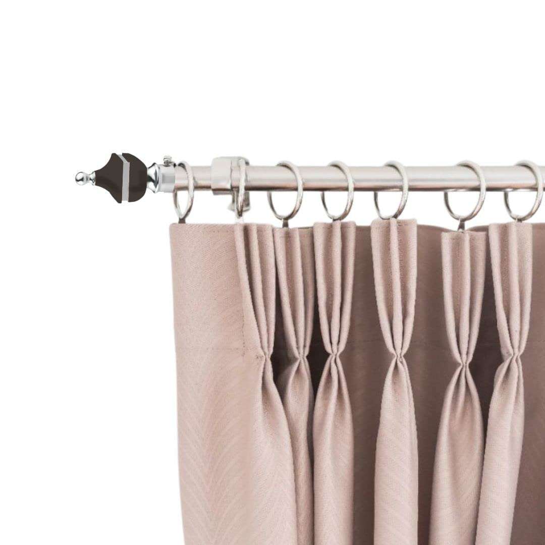 Rkoing ABS + Stainless Steel Curtain Bracket Parda Holder with Support 1 Inch Rod Pocket Finials Window Rod Support Fittings (Black, Pack 14) 3