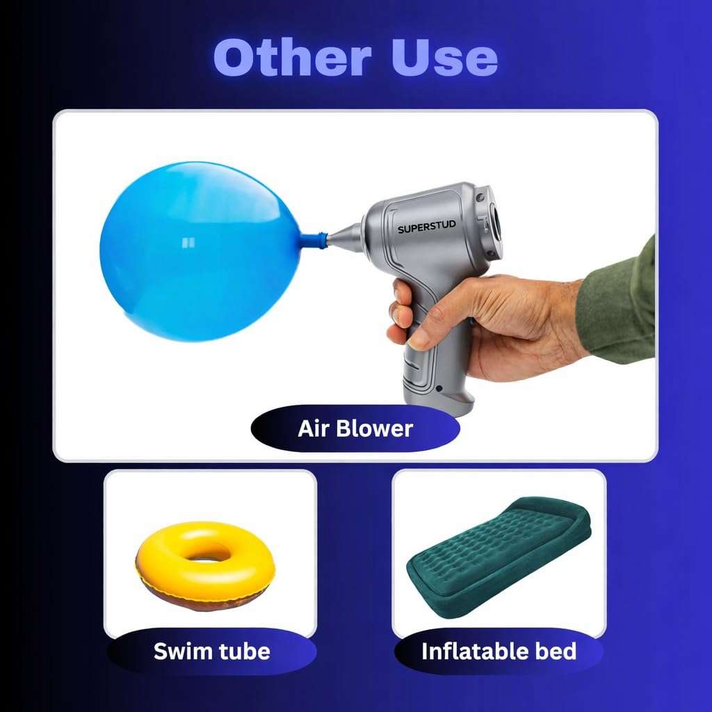 SUPERSTUD Vacuum Cleaner for Home Use Wet and Dry | Car Vacuum Cleaner 3 in 1 with 6 Attachments & Blower | Cordless Vacuum Cleaner for Home/Office/Car/Keyboard/Travel/Sofa/Office (RichGrey) 4