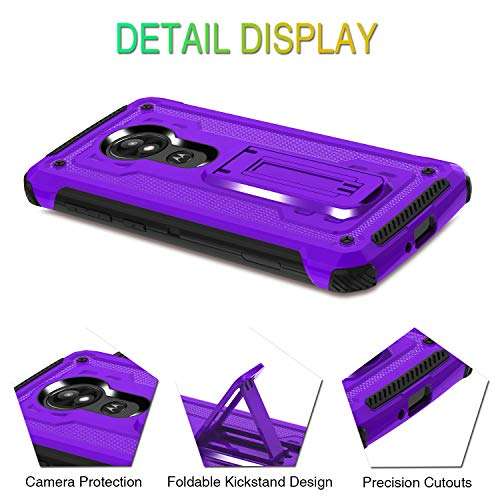 ATUMP Moto E5 Play Case,Moto E5 Cruise Case with HD Screen Protector, Military Grade Drop Protection Defender Full-Body with Kickstand Phone Case for Motorola E Play (5th Generation) Purple 3