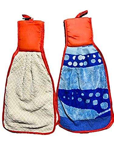 N G PRODUCTS Double Sided Printed Soft Cotton Hanging Hand Towel, Napkin for Wash and Kitchen Basin (Multicolor) - Pack of 2 1