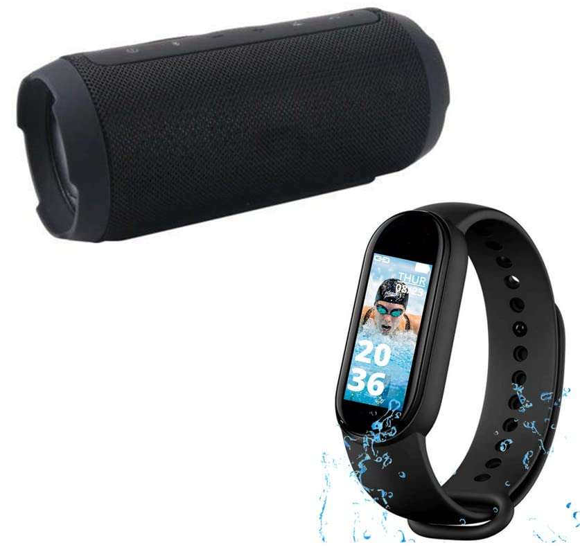 TechKing (Special Deal with 12 Years Warranty Charge K3+ Bluetooth Speaker, M10 Smart Watch Activity Tracker Band with Many Features Like Steps Counter, Calorie Counter, 1