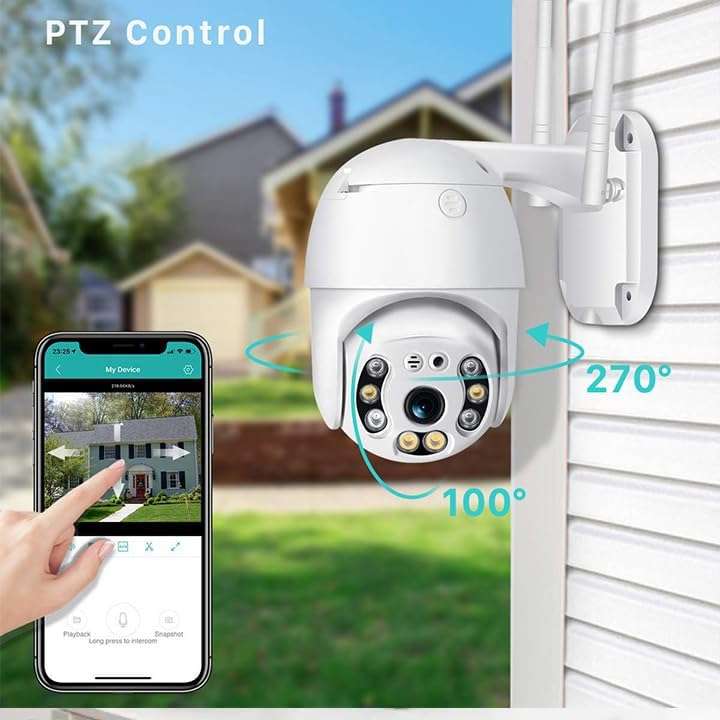 TP PLUS 5MP 360° PTZ WiFi Camera for Outdoor, Full HD 1080P, Dual Antenna, Night Vision, Motion Alert, Two-Way Audio, Mobile App Control, Weather Resistant CCTV Camera for Home (Dome Camera) 4