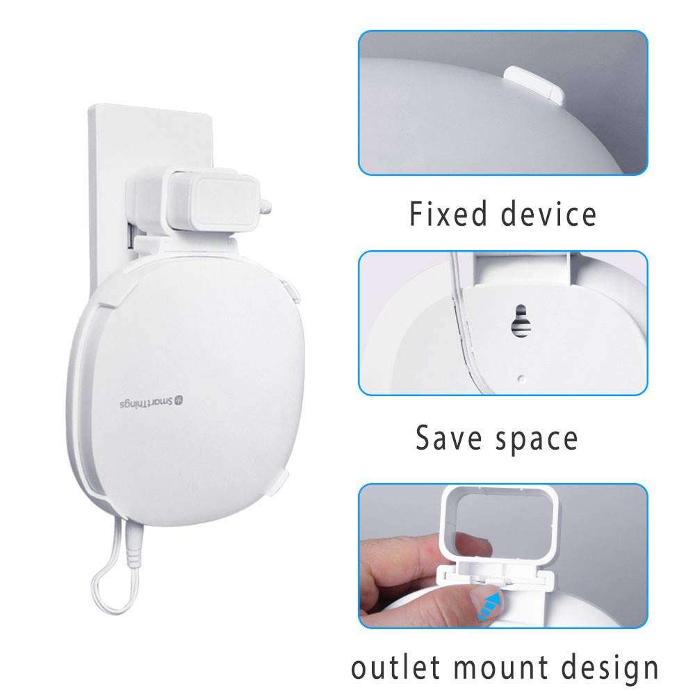 BECEMURU Wall Mount Holder for Samsung SmartThings Hub 3rd Generation,Outlet Holder Wall Mounted Bracket Cable Storage Stand Shelf Smart Home Automation Hub White ABS Save Space Cord Organizer 5