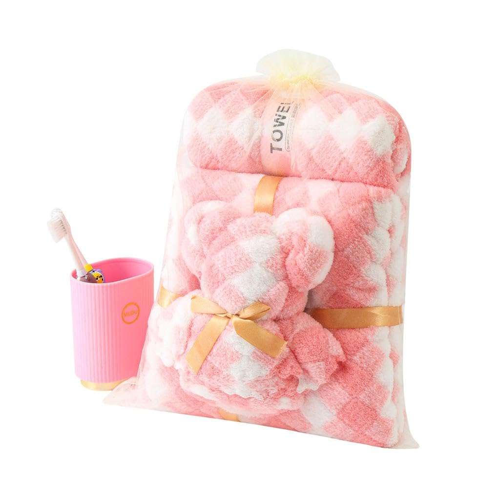 HomeCloud Microfiber Soft & Fuffy Bath Towel 400 GSM with Hanging Loop| 3X Softer Than Cotton Towels | Highly Absorbent| Perfect for Home, Pool & Gym | Set of 2 (1Bath(140x72cm), 1Face Towel(75x35cm) 1