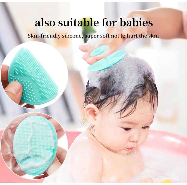 KitchenFest® Silicone Face Massager Baby Shower Shampoo Exfoliating Scrubber Skin Care Beauty Health Hygien Suction Cup Cleaning Brush, Multicolor (4) 4