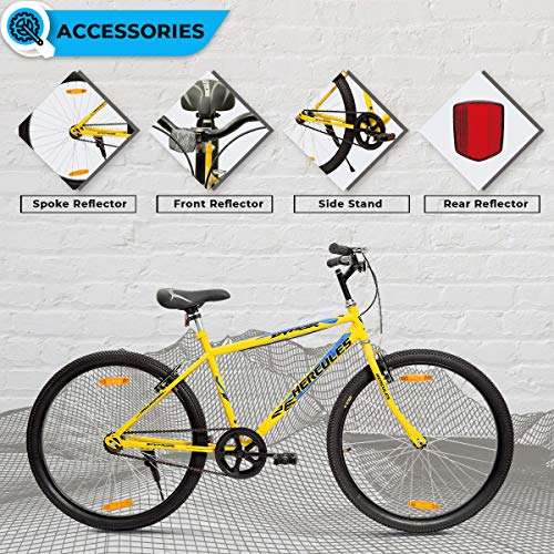 Hercules Dynor Rf 26T Single Speed Road Cycle ( Canary Yellow ,Ideal For : 12+ Years ,Brake : V Brake, Frame: 18 Inches Steel) Ideal For : Unisex Adult, Rigid 5