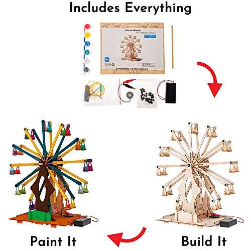 Wooden Ferris Wheel - DIY 3D Puzzle & Educational Creative Crafts Kit - STEM Projects for Kids Ages 8-12-16, Boys & Girls - Construction Toys Set - Model Building Kit for Christmas & Birthday Gifts 2