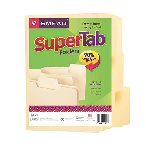 Smead SuperTab File Folder, Oversized 1/3-Cut Tab, Letter Size, Manila, 24 Per Pack (11920) 6