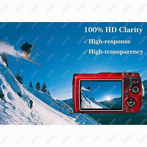ULBTER Screen Protector for Olympus TG-7 TG-6 TG-5 TG-4 TG7 Red Black, OM SYSTEM Tough TG-7 0.3mm 9H Hardness TG6 TG5 TG4 Tempered Glass Screen Cover, Anti-Scrach Anti-Dust [3 Pack] 5