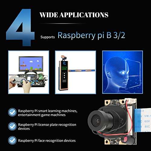 5 Megapixels Mini Camera Module,Automatically Switch IR-CUT Telephoto Lens Board,with 15 cm 15-pin Ribbon Cable,OV5647 High-Definition Photosensitive Chip,Image Is Clearer,For Raspberry Pi 6