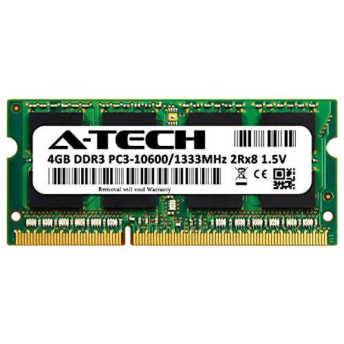 A-Tech 4GB RAM Replacement for Dell SNPX830DC/4G, A5039688, A6776455, X830D, 0X830D | DDR3 1333MHz PC3-10600 2Rx8 1.5V Non-ECC SODIMM Laptop & All-in-One Single Memory Module 2