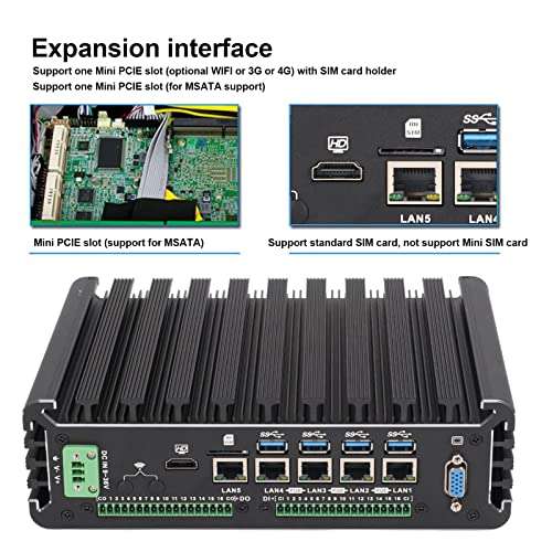 FTVOGUE 100-240V Industrial Computer 4 Way POE Port Good Heat Dissipation Industrial PC Mini Computer(US Plug), Industrial Computer 2