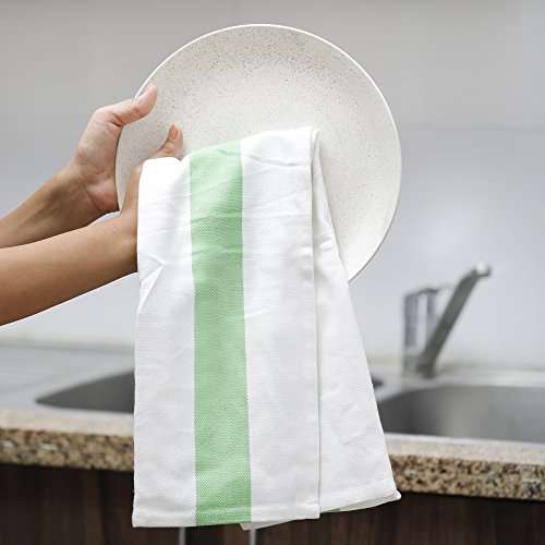 Amazon brand - Umi Herringbone Kitchen Dish Towels(16"x26",4-Pack, Green) 3