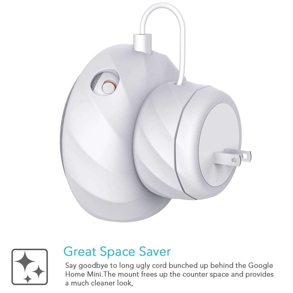 KIWI design Outlet Wall Mount Holder Compatible with Home Mini by Google (1st Gen), A Space-Saving Accessories Case for Home Mini Speaker(2 Pack, Gray/Black) 4